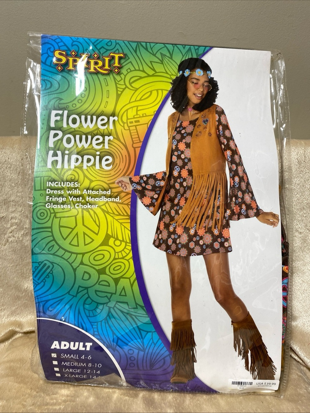 Spirit Halloween Flower Power Hippie Adult Costume Size